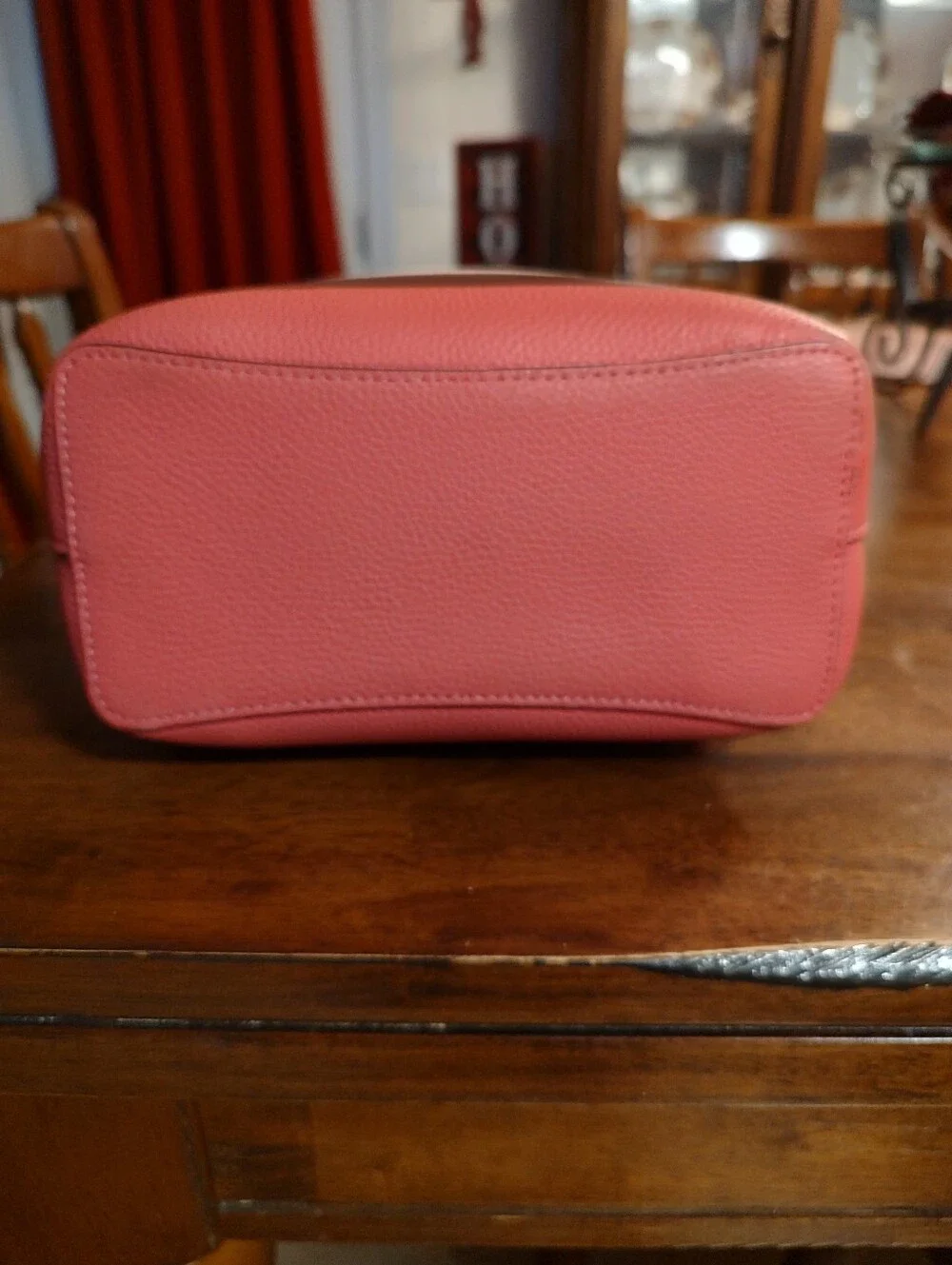 Coach Pink Pebbled Leather Shoulder Bag with Stripe Trim
